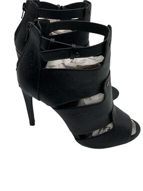 New! Black leather Ankle Heels